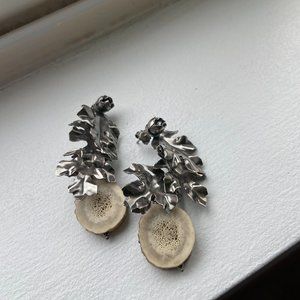 Bottega Veneta silver leaf earrings